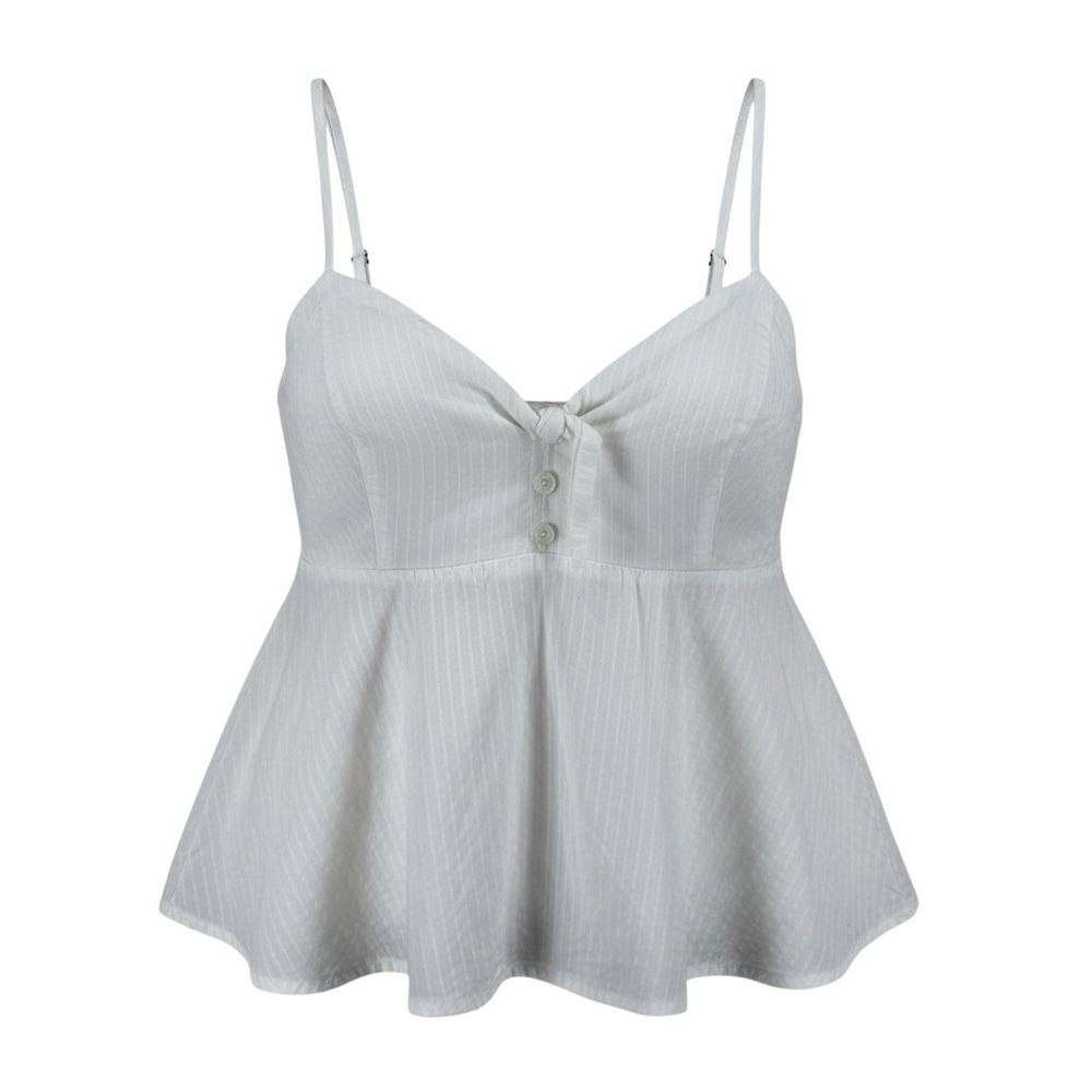 Babydoll Cami‎ Tank Abercrombie & Fitch White Cotton Boho Cottagecore Summer